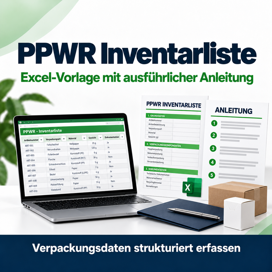 PPWR Inventarliste 2026 | Excel-Vorlage inkl. Anleitung
