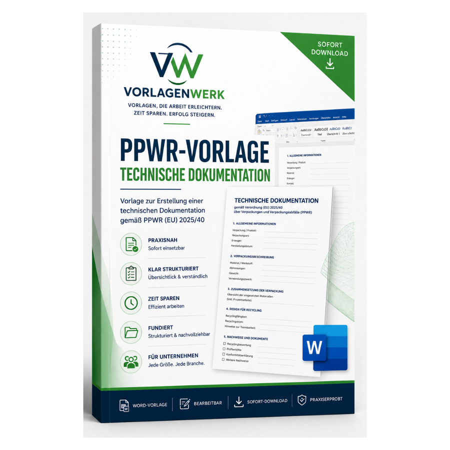 PPWR Technische Dokumentation | Word-Vorlage inkl. Leitfaden