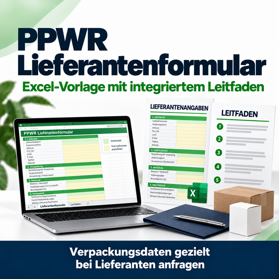 PPWR Lieferantenformular | Excel-Vorlage zur Lieferantenabfrage | Verpackungsdaten & Compliance